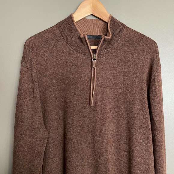 Raffi The Palmer Pullover Wool Sweater Sz XXL Long Sleeve Quarter Zip Mock Neck - Picture 5 of 16